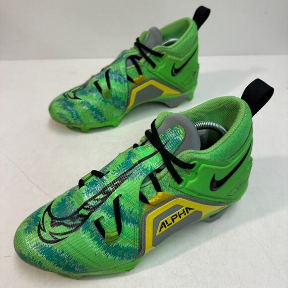 GOOD Nike Alpha Men's Football Cleats Green / Yellow Oregon Ducks Colorway 8.5 - Picture 5 of 13